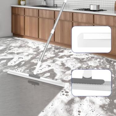 Imagem de Hiitytin Rodo de tapete de chão removedor de pelos de animais de estimação grande vassoura de rodo para chão com alça de 135,88 cm, perfeita para azulejos, mármore, madeira, banheiro, garagem