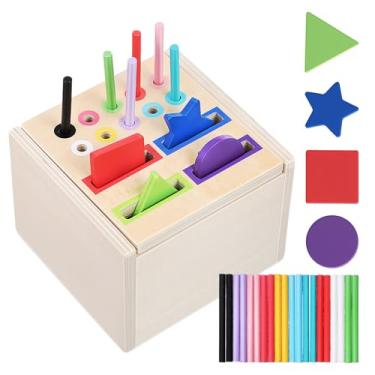 Imagem de Toyvian Brinquedos Montessori De Madeira Para Bebês: Caixa De Classificação Educação Infantil Aprendizagem Combinação De Cores Desenvolvimento Motor Jogos Sensoriais Para Meninos E