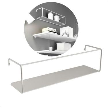 Imagem de Prateleira com Suporte Embutido 45x12cm Branco Aço Future Box - Zamar