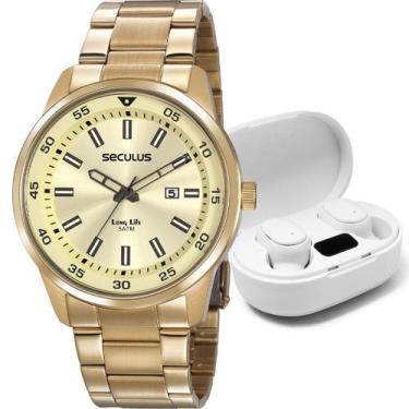Imagem de Kit Relógio Seculus Masculino Long Life com Fone Bluetooth 20786GPSVDA
