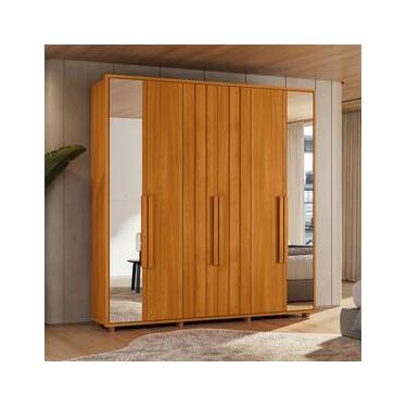 Imagem de Guarda-Roupa Casal Madetec Portinari com Espelhos 6 Portas 4 Gavetas Ripado Angular Amortecimento Cabideiro Extensível