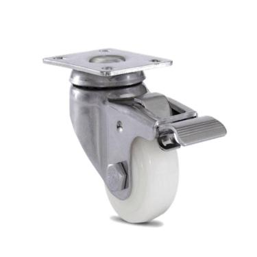 Imagem de Rodizio Giratório Inox 2 Pol Roda Nylon Placa Freio