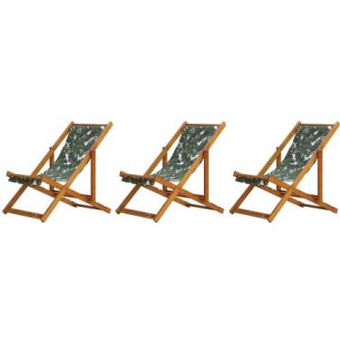 Imagem de Kit 3 Cadeiras Espreguiçadeira Preguiçosa Dobrável Sem Braço Mel - MHM