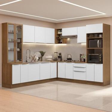 Imagem de Armário De Cozinha Completa 566cm Veludo Lux Madesa 01 Rustic/Branco V