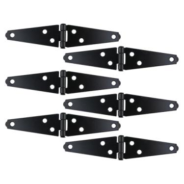 Imagem de Geesatis Dobradiças de alça de 7,6 cm Dobradiças de portão para serviço pesado, dobradiça de porta de armário com parafusos de montagem, ferro, cor preta, pacote com 6