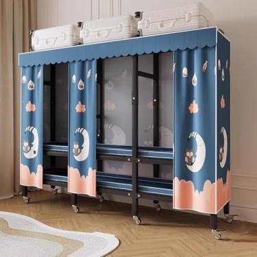 Imagem de Organizadores De Armário Suspenso Prateleiras De Armazenamento Organização Com Rodas Guarda-roupa De Tecido Fácil De Instalar Guarda-roupa Portátil Dobrável, Chrome, 150cm