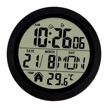 Imagem de Generic Despertador digital com função, alimentado por bateria, leve, mesa de cabeceira, relógio de parede para academias e hotéis, Preto