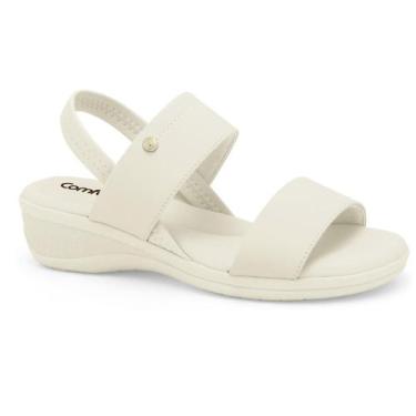 Imagem de Sandália Feminina Comfortflex Elástico Calcanhar Salto Baixo, Coconut,