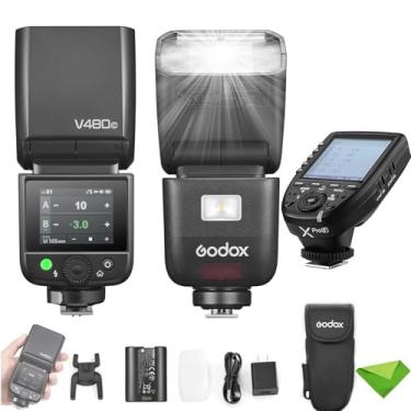 Imagem de Godox V480 F V480-F Flash TTL para câmeras Fuji com disparador de flash Xpro-F, GN50 1/8000 HSS, tempo de reciclagem de 1,7 s, sem fio 2,4 G, bateria de íons de lítio, tela sensível ao toque, flash