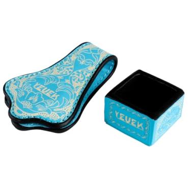 Imagem de YEUEK Suporte de giz magnético de couro, suporte de giz portátil para taco de sinuca com clipe fixo, suporte de giz silencioso para bilhar, estojo de giz para taco de sinuca para acessórios de mesa de