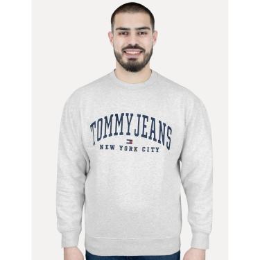 Imagem de Moletom Tommy Jeans Masculino Relaxed C-neck Varsity Cinza Claro Mescla-Masculino