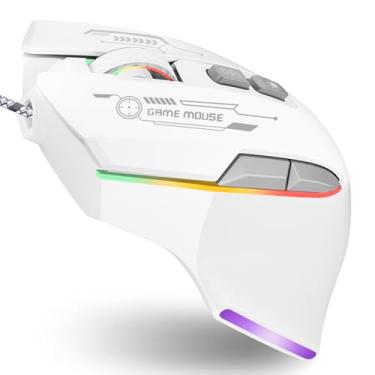 Imagem de AooKoNi Mouse para jogos, mouse para jogos com fio com retroiluminação RGB, 7200DPI ajustável, mouse para jogos de PC com 7 botões macro rogramáveis, mouse ergonômico para PC, desktop, Mac, laptop