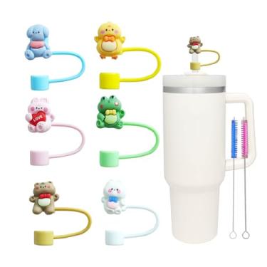 Imagem de Capa de palha animal de 10 mm para copo Stanley, topo de palha de silicone para copo Stanley de 30 e 1,134 g com copos, acessórios de copo reutilizáveis, presente de decoração bonito para mulheres e