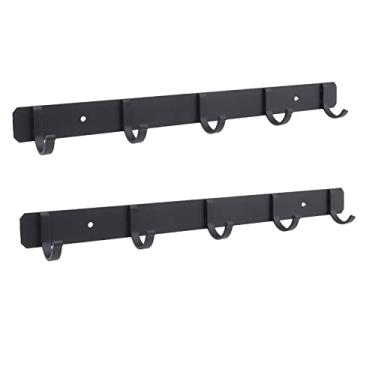 Imagem de Yctze 2pcs Casaco Montado na Parede Com 5 Ganchos - Espaço, Sem Gancho de Casaco Suspenso de Alumínio para, Chaves, Chapéus e Mochilas - Preto