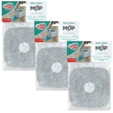 Imagem de Kit 3 Refil para Mop Giratório Agua Limpa e Cubo Microfibra RMOP0648