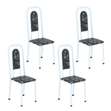 Imagem de Cadeiras para Sala de Jantar 4 Unidades Lara Preto Floral / Branco