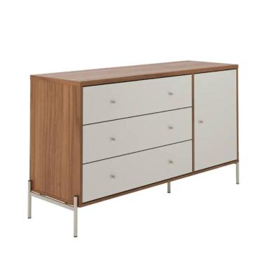 Imagem de Cômoda 3 Gavetas 1 Porta Jasper Off White e Canella 138cm