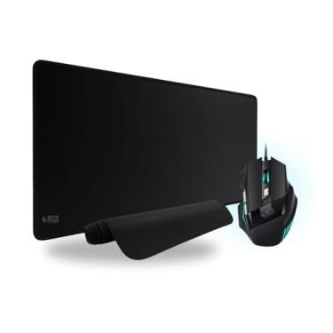 Imagem de Kit Gamer Mouse Anúbis 7 Botões 3200 DPI com LED RGB Precisão e Velocidade Jogos Trabalho Estudos Cabo Reforçado + Mouse Pad Preto - KIT Black premium