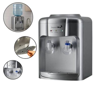 Imagem de Bebedouro Refrigerado Água Gelada Natural Galão Garrafão Mesa Eletrônico Prata Importway Iwbar