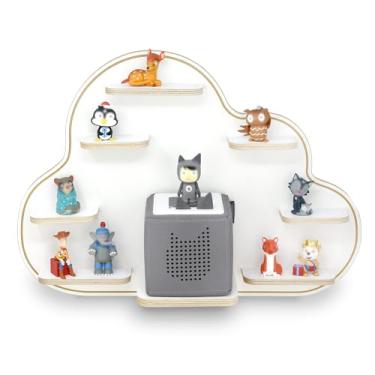 Imagem de stadtecken Prateleira de madeira para caixa de música I adequada para Toniebox e Tonies I armazenamento perfeito no quarto das crianças I para pendurar (nuvem)