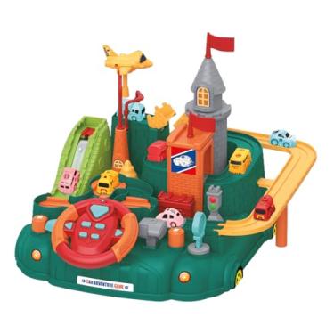 Imagem de Circuito Infantil Interativo com 3 Carrinhos Volante com Som Estimula Coordenação Motora Colorido e Educativo Verde