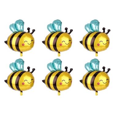 Imagem de 6un Balões Abelha, Balões Rosto Sorridente Fofos Decorações Abelha Ideal para Festa Aniversário Chá Bebê Tema Desenho Animado Selva e Floresta