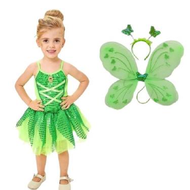 Imagem de Vestido Fantasia Infantil Tinkerbell Fada Fadinha Sininho + Tiara Vari