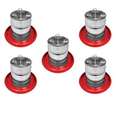 Imagem de Kit 5 Comedouro Tubular 3kg p/ Frango Aves Galinha Faisão - AVIPET