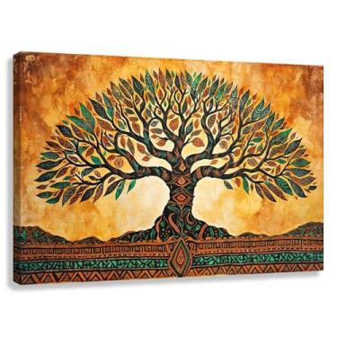 Imagem de Árvore da Vida Arte de Parede Impressão em Tela Harmonia da Vida Decoração Fotos Natureza Espiritual Pintura Marrom Quente 45x30cmx1