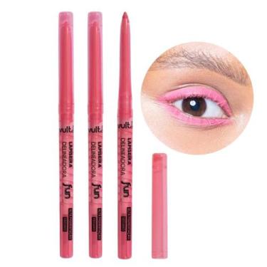 Imagem de Kit 3 Delineador Lapiseira Retrátil para Olhos Lápis Vermelho Coral El