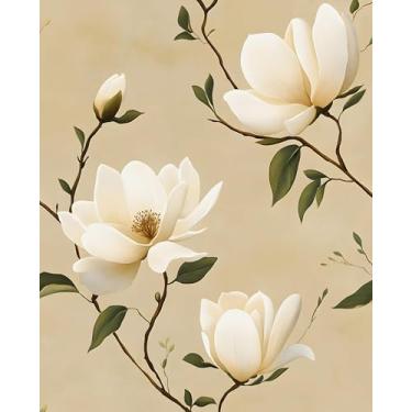 Imagem de Papel de parede floral vintage caqui papel de contato 43 x 93 cm vinil impermeável autoadesivo removível boho moderno folha bege papel de parede para armários banheiro paredes estante bancadas