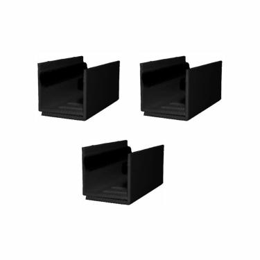 Imagem de 03 Guia U - Externo Ajustável Para Porta De Correr - Preto