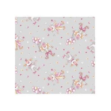 Imagem de Tecido Tricoline Estampado Circus Cinza com Rosa 0,50x1,50 Mts - Calde