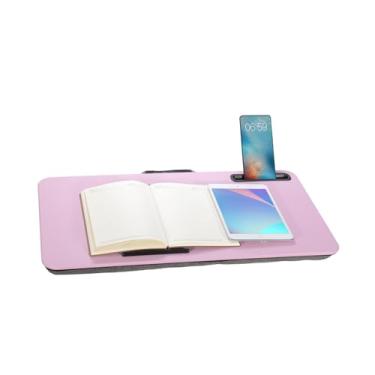 Imagem de Mesa de laptop portátil para laptops de até 16 polegadas, com compartimento para tablet, almofada embutida, ótima para casa e escritório, mesa de colo com almofada (rosa, grande)