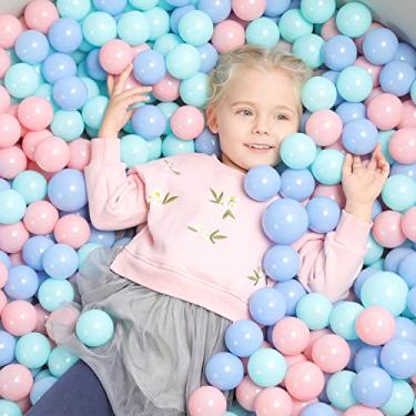 Imagem de TRENDBOX 100 bolas de plástico Macaron Ball Pit Balls para piscina, cercadinho para bebês, crianças, festas de aniversário (100 peças)