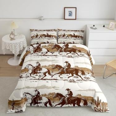 Imagem de Feelyou Conjunto de edredom de urso, tamanho casal, cervo fofo, decoração de animais selvagens, natureza, vida selvagem, urso, vintage, azul, 3 peças