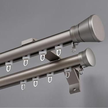 Imagem de Trilho De Cortina Dupla Trilho De Trilho Mouted, Decorativo Bay Widow Curtai Pole Com Kits Completos, Casa Balcoy Livig Cortinas De Quarto Vara Trilhos Duplos, Dark Gray, 5m (16.4ft)