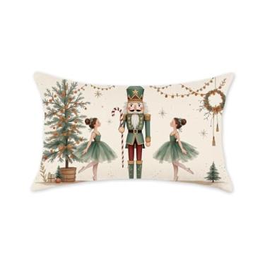 Imagem de HOMFREEST Capas de almofada de Natal 30 x 50 cm 2560 almofadas decorativas de inverno capas de almofada para varanda externa para sofá