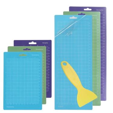 Imagem de Rierdge Tapete de corte, pacote com 6 (4,5 x 6,5 polegadas e 4,5 x 12 polegadas) tapetes de corte adesivo de substituição forte e padrão e leve compatíveis com Cricut Maker 3/Maker/Explore 3/Air 2/Air