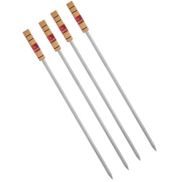 Imagem de Espetos para Churrasco 85cm Cromado com Cabo de Madeira – Lâmina 72cm | Cabo Resistente ao Calor, Não Esquenta | Ideal para Carnes, Linguiça, Legumes | Profissional e Doméstico (KIT 4 (4 RETO))