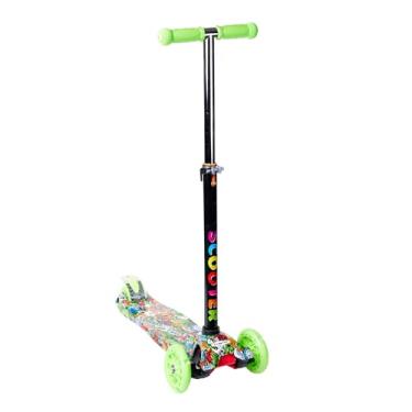 Imagem de Patinete Infantil 3 Rodas, Altura Ajustável, Design Colorido, Base Decorada e Radical (VERDE CHOCANTE)