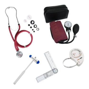 Imagem de Kit Fisioterapia Com Esfigmo Esteto Martelo Trena Goniometro - Premium