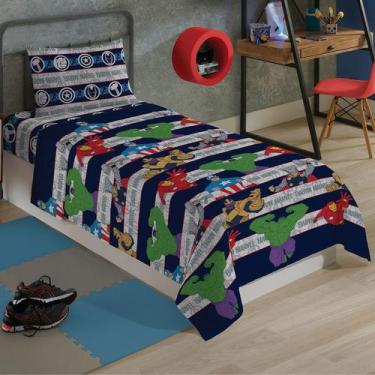 Imagem de Jogo De Cama Infantil Menino 3 Peças Os Vingadores 150 Fios Lepper