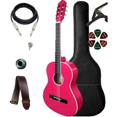 Imagem de Violão Elétrico Giannini Canhoto N14 + Capa Luxo Acessórios (Pink Glossy)