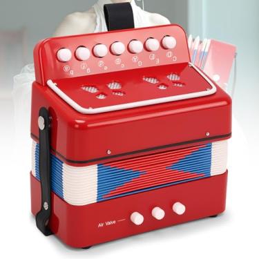 Imagem de Acordeão para Iniciantes com 7 Teclas e 2 Botões, Vermelho