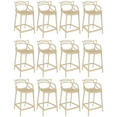 Imagem de Kit 12 Banquetas Média Allegra 66cm Design Cozinha/bancada - Nude