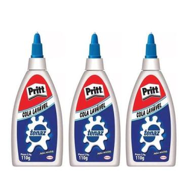 Imagem de Cola Líquida Branca Escolar Pritt 110g 3 Unidades - Tenaz - Tendtudo