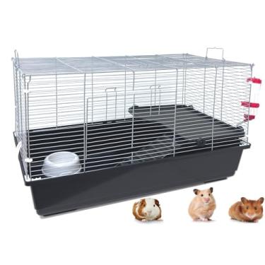 Imagem de Large My First 2-Tiers Universal Hamster House Mouse Habitat Gaiola de porquinho-da-índia com espaçamento de arame apertado de 9,5 cm para animais de estimação exóticos