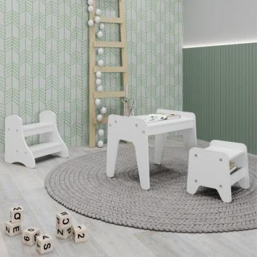 Imagem de Conjunto Infantil 3 Pecas 1 Mesa 1 Banquinho 1 Escada - MOVELBRAS
