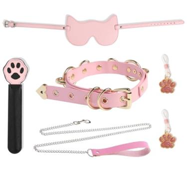 Imagem de LEWECEEO Colar gargantilha de gato lobo com máscara de gato, remo, clipe para Halloween, Natal, Adjustable, Zinco, Sem Pedra Preciosa